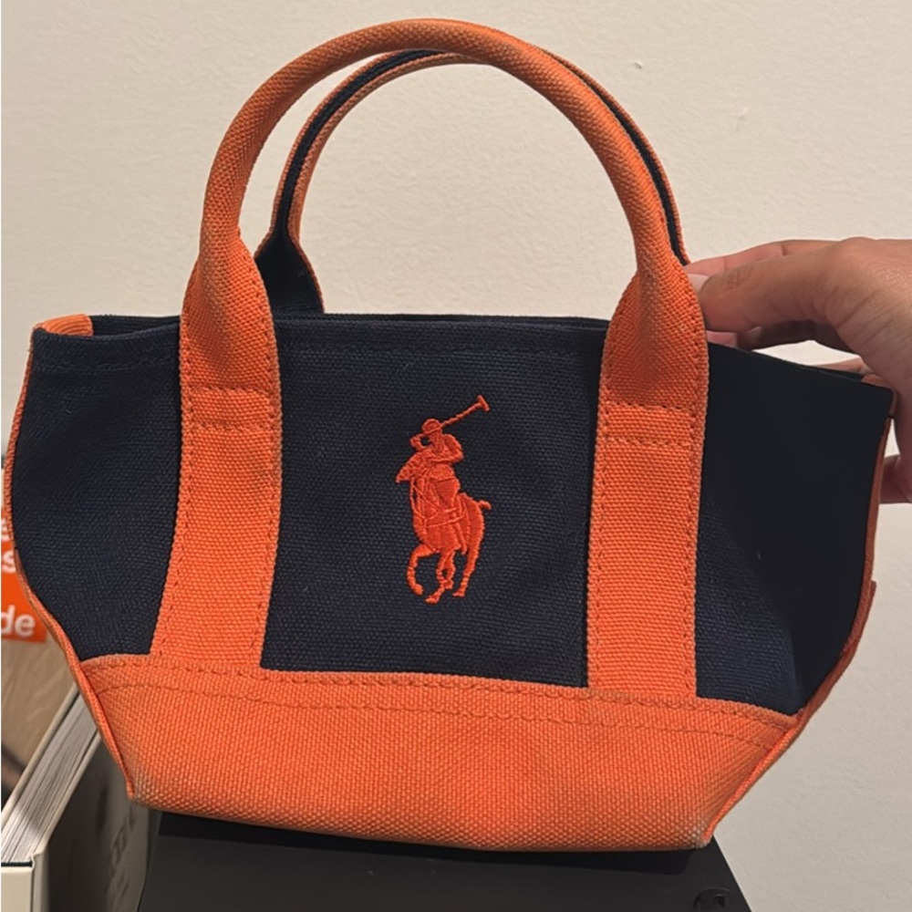 Polo by Ralph Lauren Black and Orange Structured Handbag